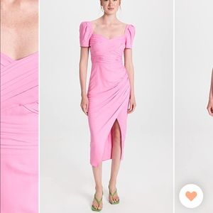 Self-Portrait Pink Stretch Crepe Wrap Midi Dress